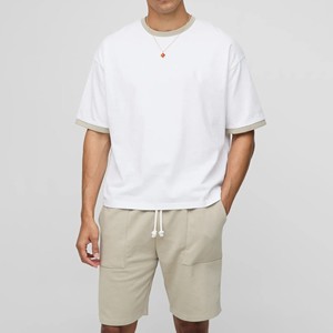 Conjunto de Camiseta para Hombre, Estilo Oversize, Dos Piezas, Ropa Casual, Transpirable, Algodón Suave, Cómodo, Ropa Urbana, Atuendo Diario - Product Image 6