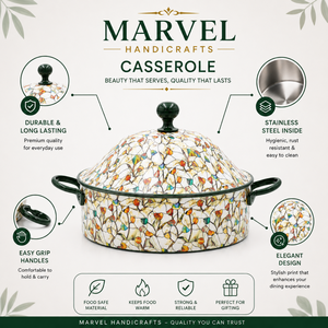 <b>Marvel</b> Handicrafts Premium Floral <b>Printed</b> Stainless Steel Insulated Casserole Hot Pot Food Warmer Serving Bowl Durable Kitchen - Product Image 5