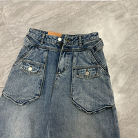 Pantalon de travail streetwear unisexe à jambe large, en jean rétro et tendance, avec boutons décoratifs, respirant et amincissant, idéal pour le printemps
