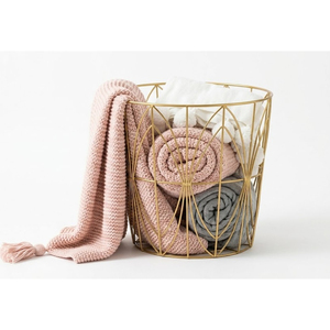 Modern Gold Metal Wire <b>Laundry</b> <b>Basket</b> Luxury Geometric Clothes Hamper For Home Bathroom & Bedroom Storage Eco-Friendly - Product Image 1