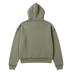 Olive Green <b>Zip</b>-Up <b>Hoodie</b> Abstract Print Oversized Fit Unisex Casual Knitted Sweatshirt Front Logo Design Winter 100% Cotton - Product Image 3