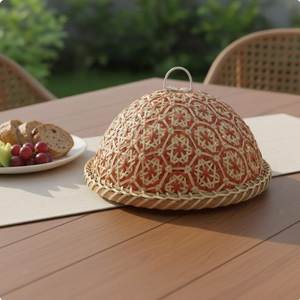 Cesta de Almacenamiento de Alimentos Multifuncional de Mimbre Hecha a Mano, Ecológica, a Prueba de Polvo, de 26 cm, Estilo Moderno, con Asa, para Uso en la Cocina - Product Image 3
