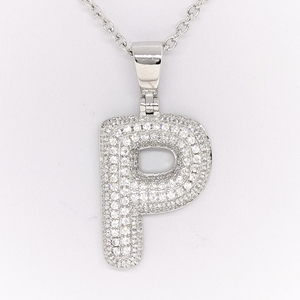 Rhodium Plated Alloy Letter Y Pendant With Round Zircon Stones Micro Pave Fashion Jewelry Unisex Hiphop Style - Product Image 6