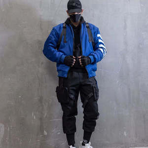 Men Techwear Bomber <b>Jacket</b> Streetwear Cyberpunk Windbreaker Tactical Straps Waterproof Hip Hop Flight <b>Jacket</b> Outerwear Coat - Product Image 2