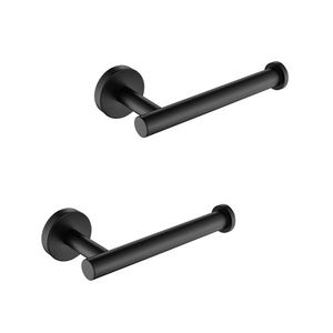 Set di 2 Portarotoli per Carta Igienica e Portasciugamani in Acciaio Inox SUS304, Montaggio a Parete, Nero Opaco, per Cucina e Bagno - Product Image 1