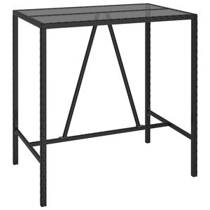 Ensemble de bar de jardin en rotin PE noir et acier thermolaqué avec verre trempé, mobilier d'extérieur élégant - Product Image 6