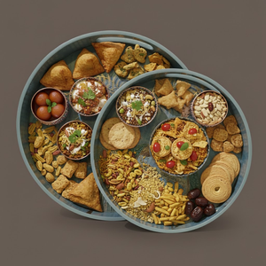 Haute qualité fait à la main MDF en bois émail rond plateau de service ensemble multicolore Premium décoratif thé café élégant grand plateau - Product Image 4