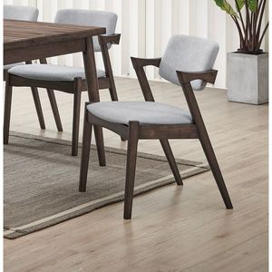 Set di 2 Sedie da Pranzo in Stile Mid-Century Modern, Legno Massello, Rivestimento in Tessuto, Cuscino Imbottito, Design Unico in Noce e Legno di Gomma - Product Image 4