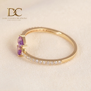 Anillo de Oro Sólido de 9k con Diamante Cultivado en Laboratorio y Alejandrita Cultivada en Laboratorio, Elegante y Fino, de Dhruvansh Creations, Certificado por IGI, Personalizado para Mujer - Product Image 6