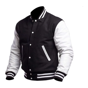 Veste universitaire d'hiver pour homme avec logo personnalisé brodé en chenille OEM, col montant, logo frontal, respirante et coupe-vent - Product Image 3