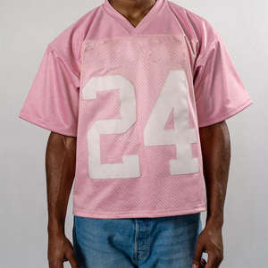 Maillot de football américain personnalisé de haute qualité en mesh, à manches courtes, coupe ample et oversize pour hommes et femmes - Product Image 1