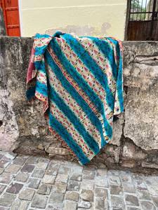 Handcrafted Cotton Kantha Vintage Block Printed Reversible Quilt Soft Lightweight <b>Bed</b> <b>Cover</b> for All Seasons - Product Image 1