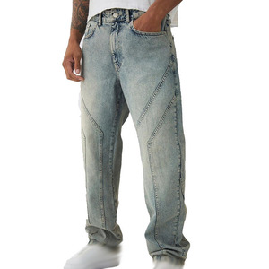 กางเกงยีนส์ผู้ชายกระดุมหน้าสั้นวินเทจทรงหลวมกางเกงแฟชั่นสตรีทแวร์ลำลอง - Product Image 2