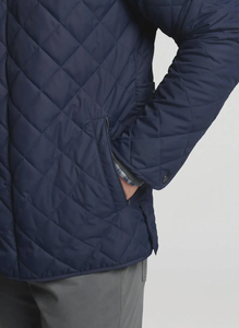 Men's Blue Color Suffolk Quilted Coat Puffer Jacket Fur Shell Waterproof Eco-Friendly Lightweight Mandarin Collar Harris Tweed - Product Image 4