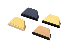 Tirador de aluminio trapezoidal de doble tono con diseño de cigüeña, en negro seda, PVD oro y oro rosa, para muebles. - Product Image 2