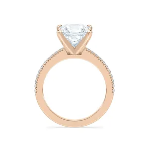 Anillo de compromiso con piedra lateral Lizzia de diamante talla princesa de dos quilates, joyería elegante y clásica para mujer, artesanía fina atemporal - Product Image 2