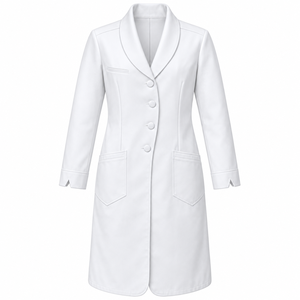 Doctor Coat Bright White Shawl Collar Medical Lab Coat Custom Wholesale Unisex Healthcare Workwear Uniform With <b>Covered</b> <b>Buttons</b> - Product Image 1