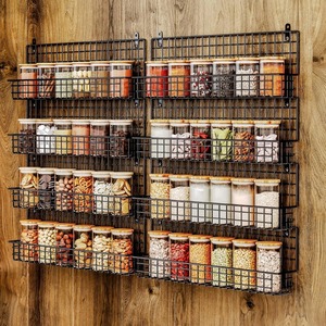 Multi Tier Wall Mounted Black Metal Spice Organizer Ideal For <b>Kitchen</b> Essentials And Condiment <b>Storage</b> Wholesale From India - Product Image 5