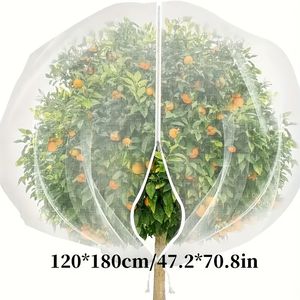4 piezas de cubiertas de malla de PE de alta resistencia de 47.2x70.8 pulgadas con cierre de cremallera y cordón, a prueba de pájaros y ardillas, para árboles frutales y jardines - Product Image 2