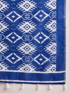 ผ้าไหมพิมพ์ลายดิจิทัลสีส้มน้ำเงิน แต่งขอบตัดกัน ชุดพื้นเมืองอินเดียสำหรับผู้หญิง สวมใส่ได้ทุกวันในฤดูร้อน งานปาร์ตี้ หรือใส่ลำลอง - Product Image 5