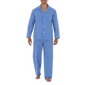 Conjunto de pijama de algodón de manga larga para hombre, color azul cielo, suave, transpirable, duradero, venta al por mayor, ropa para el hogar, conjuntos de ropa de dormir para hombre - Product Image 1