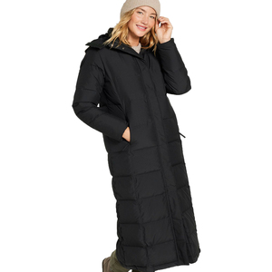 Women's Long Down <b>Coat</b> Hooded Full Sleeve Solid Color <b>Winter</b> Warm <b>Thick</b> Puffer Jacket With Zipper Closure - Product Image 5