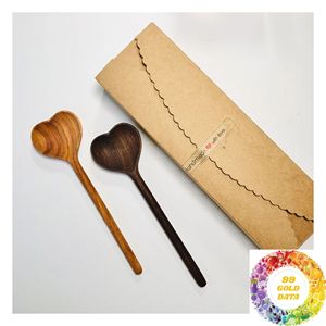 <b>Heart</b> Shaped <b>Wooden</b> Spoon for Coffee Tea Sugar Honey Yogurt and Desserts Handmade Natural Utensil for Cafe Serving - Product Image 3