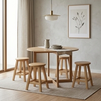 Tabouret de bar rond en teck massif, tabourets de salon, ottomanes, tabouret haut en bois artisanal, sièges d'appoint, meubles de décoration intérieure