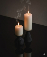Ensemble de porte-bougies en céramique côtelée noir mat moderne, style minimaliste nordique, pour bougies pilier, pour la décoration de la maison et de mariage de luxe