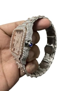 Hip Hop High Quality Silver Roman Dial Moissanite Diamonds Fully <b>Iced</b> <b>Out</b> Square Automatic Movement Mechanical <b>Watch</b> - Product Image 3