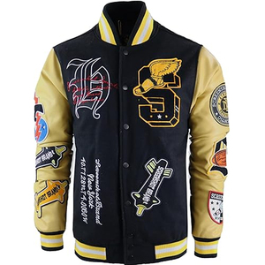 แจ็คเก็ตวาร์ซิตี้ขายส่ง แจ็คเก็ตหนังแขนหนังสำหรับผู้ชาย แจ็คเก็ตเลตเตอร์แมนผ้าขนสัตว์ ปักโลโก้ สไตล์เบสบอลวิทยาลัย - Product Image 2