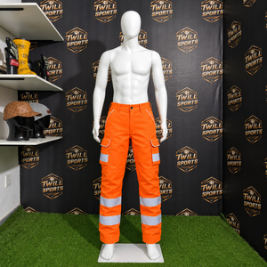 Custom Men's Hi <b>Vis</b> Reflective Winter Safety Work Pants Breathable Quick Dry Polyester Multi Pocket Cold Weather OEM Needle Use - Product Image 4