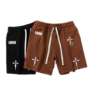 Shorts respirants en coton vintage délavé à l'acide, style hip-hop, teints en pièce, en molleton bouclette, sur mesure pour homme, collection été 2026 - Product Image 2