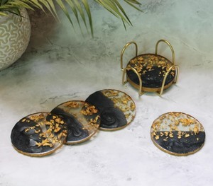 Resin Drink Coasters Decorative <b>Table</b> Mats Stylish Durable Surface <b>Protectors</b> Elegant Premium Dining - Product Image 5