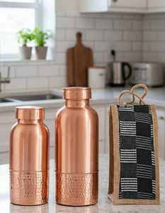 Bouteille d'eau 100 % cuivre, moderne, de luxe, faite à la main, étanche, durable, grande capacité, design martelé, artisanale, pour la maison, le bureau et les voyages - Product Image 5
