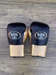 Guantes de Boxeo de Cuero Profesional en Dorado Metálico y Negro, Sin Boxeo No Hay Vida, con Cordones, Equipo Auténtico Mexicano para Combate y Sparring - Product Image 2