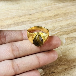 2026 Modern Style Men's Tiger Eye Bold <b>Ring</b> 18k Gold Plated Brass Vintage <b>Ring</b> <b>Statement</b> Wholesale Latest Hot Selling <b>Ring</b> - Product Image 2