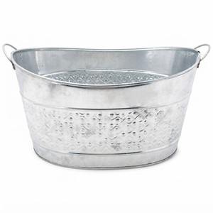 <b>Large</b> Oval Galvanized Wine Tub With Handles Metal Beverage Cooler Bucket For Wedding Parties <b>BBQ</b> Events and Outdoor Beer - Product Image 1