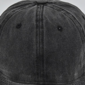 Custom High Quality Waterproof Animal Solid Color Blank Washed Cotton <b>Black</b> 6-Panel Baseball Caps Adjustable Unisex Casual - Product Image 4