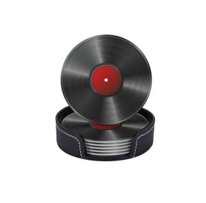 Sous-verre rond en bois massif noir à motif floral, design vintage, pour servir thé, café et eau - Product Image 2