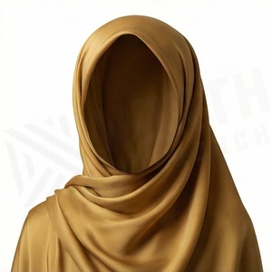 Hiyab de poliéster de color sólido para mujer, tela satinada transpirable, pañuelo islámico para uso diario. - Product Image 4