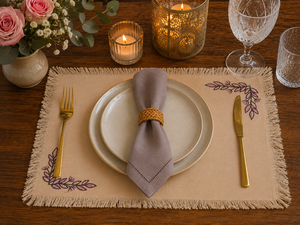 Set de table rectangulaire brodé à franges jaunes, décoration de table pour la maison, les dîners et les fêtes - Product Image 3