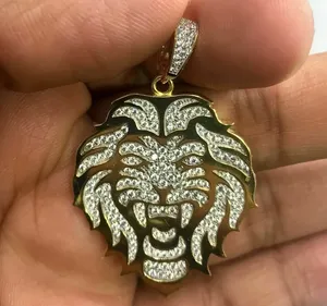 Colgante de Cabeza de León Iced Out, Chapado en Oro con Diamantes de Moissanita, Colgante de León para Hombre, Estilo Hip Hop, Colgante de Animal, Joyería Bling para Raperos, Collar - Product Image 4