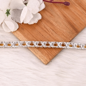สร้อยข้อมือเทนนิสเงินแท้ 925 พรีเมียม ประดับด้วยซิทรินธรรมชาติและเพชร CZ เครื่องประดับคุณภาพสำหรับทุกเพศ - Product Image 4