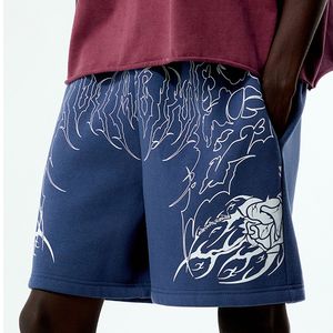 Shorts de survêtement graphiques gothiques Y2K personnalisés pour hommes, en molleton épais, coupe ample, style hip-hop, décontractés, longueur genou, bleus, type Bermuda - Product Image 4