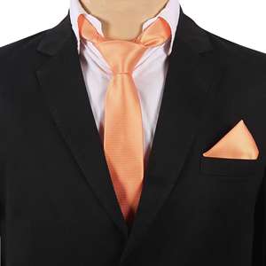 เนคไทผ้าไหมสีพื้นสีพีชคลาสสิกหรูหรามีสไตล์ - Product Image 2