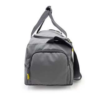 Gray Nylon Sport Duffel Bag with Yellow Accents Zipper Closure Durable Fitness Gym Bag - Product Image 5