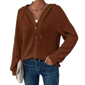 Sudadera con capucha de punto de rizo 100% algodón estampada para mujer, manga larga, con cordón, antiencogimiento, holgada, informal - Product Image 5