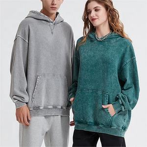Sweat-shirt lourd personnalisé pour homme 420 g/m² en coton uni, coupe classique, style vintage délavé à l'acide, service OEM, pull à capuche uni - Product Image 5