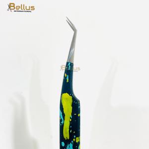 Pinzas para Pestañas con Punta de Fibra Rosa de 45 Grados, Puntas de Fibra Blancas, Agarre de Diamante, Acero Inoxidable, Logotipo Personalizado, Marca Privada - Product Image 5